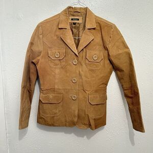 Mariposa Womens Leather Jacket Camel Tan Brown Sz L Vintage Western Coat